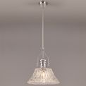 Lucinda Pendant With 38cm Patterned Round Shade, 1 x E27, Polished Nickel/Clear Glass additional 1