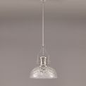 Lucinda Pendant With 30cm Flat Round Patterned Shade, 1 x E27, Polished Nickel/Clear Glass additional 2
