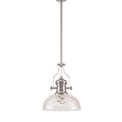 Lucinda Pendant With 30cm Flat Round Patterned Shade, 1 x E27, Polished Nickel/Clear Glass additional 5