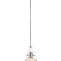 Lucinda Pendant With 30cm Flat Round Patterned Shade, 1 x E27, Polished Nickel/Clear Glass additional 8