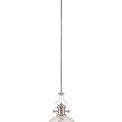 Lucinda Pendant With 30cm Flat Round Patterned Shade, 1 x E27, Polished Nickel/Clear Glass additional 7