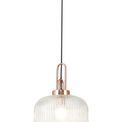 Angela 1 Light Pendant E27 With 30cm Pumpkin Shaped Ribbed Glass, Clear Copper/Matt Black additional 4