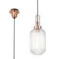 Angela 1 Light Pendant E27 With 20cm Tubular Ribbed Glass, Clear Brass Gold/Matt Black additional 5