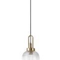 Angela 1 Light Pendant E27 With 20cm Tubular Ribbed Glass, Clear Brass Gold/Matt Black additional 3
