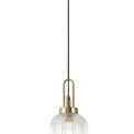 Angela 1 Light Pendant E27 With 20cm Tubular Ribbed Glass, Clear Brass Gold/Matt Black additional 4