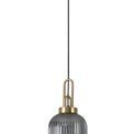 Angela 1 Light Pendant E27 With 20cm Tubular Ribbed Glass, Smoked Brass Gold/Matt Black additional 3