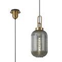 Angela 1 Light Pendant E27 With 20cm Tubular Ribbed Glass, Smoked Brass Gold/Matt Black additional 5