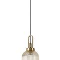 Angela 1 Light Pendant E27 With 20cm Tubular Ribbed Glass, Champagne Brass Gold/Matt Black additional 4