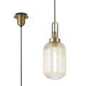 Angela 1 Light Pendant E27 With 20cm Tubular Ribbed Glass, Champagne Brass Gold/Matt Black additional 5