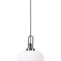 Angela 1 Light Pendant E27 With 30cm Pumpkin Shaped Ribbed Glass, Opal Black Chrome/Matt Black additional 4