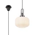 Angela 1 Light Pendant E27 With 30cm Pumpkin Shaped Ribbed Glass, Opal Black Chrome/Matt Black additional 5