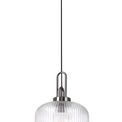 Angela 1 Light Pendant E27 With 30cm Pumpkin Shaped Ribbed Glass, Clear Black Chrome/Matt Black additional 4
