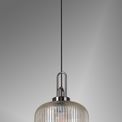 Angela 1 Light Pumpkin Ribbed Glass Pendant in Champagne Black Chrome/Matt Black additional 2