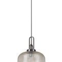 Angela 1 Light Pumpkin Ribbed Glass Pendant in Champagne Black Chrome/Matt Black additional 4