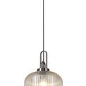 Angela 1 Light Pumpkin Ribbed Glass Pendant in Champagne Black Chrome/Matt Black additional 3