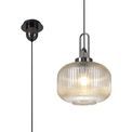 Angela 1 Light Pumpkin Ribbed Glass Pendant in Champagne Black Chrome/Matt Black additional 5