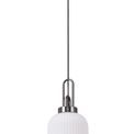 Angela 1 Light Pendant E27 With 20cm Tubular Ribbed Glass, Opal Black Chrome/Matt Black additional 4