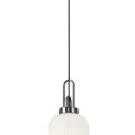 Angela 1 Light Pendant E27 With 20cm Tubular Ribbed Glass, Opal Black Chrome/Matt Black additional 3