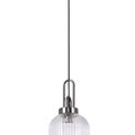 Angela 1 Light Pendant E27 With 20cm Tubular Ribbed Glass, Clear Black Chrome/Matt Black additional 3