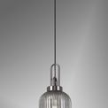 Angela 1 Light Pendant E27 With 20cm Tubular Ribbed Glass, Smoked Black Chrome/Matt Black additional 1