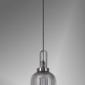 Angela 1 Light Pendant E27 With 20cm Tubular Ribbed Glass, Smoked Black Chrome/Matt Black additional 2