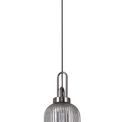 Angela 1 Light Pendant E27 With 20cm Tubular Ribbed Glass, Smoked Black Chrome/Matt Black additional 4