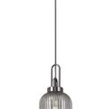 Angela 1 Light Pendant E27 With 20cm Tubular Ribbed Glass, Smoked Black Chrome/Matt Black additional 3