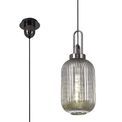 Angela 1 Light Pendant E27 With 20cm Tubular Ribbed Glass, Smoked Black Chrome/Matt Black additional 5