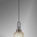Angela 1 Light Pendant E27 With 20cm Tubular Ribbed Glass, Champagne Black Chrome/Matt Black additional 1