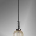 Angela 1 Light Pendant E27 With 20cm Tubular Ribbed Glass, Champagne Black Chrome/Matt Black additional 2