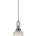 Angela 1 Light Pendant E27 With 20cm Tubular Ribbed Glass, Champagne Black Chrome/Matt Black additional 4