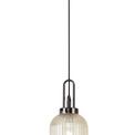 Angela 1 Light Pendant E27 With 20cm Tubular Ribbed Glass, Champagne Black Chrome/Matt Black additional 3