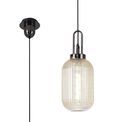 Angela 1 Light Pendant E27 With 20cm Tubular Ribbed Glass, Champagne Black Chrome/Matt Black additional 5