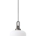 Angela 1 Light Pendant E27 With 30cm Pumpkin Shaped Ribbed Glass, Opal Black/Aged Pewter additional 4