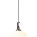 Angela 1 Light Pendant E27 With 30cm Pumpkin Shaped Ribbed Glass, Opal Black/Aged Pewter additional 3