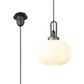 Angela 1 Light Pendant E27 With 30cm Pumpkin Shaped Ribbed Glass, Opal Black/Aged Pewter additional 5