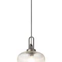 Angela 1 Light Pendant E27 30cm Pumpkin Shaped Ribbed Glass, Clear Black/Aged Pewter additional 3