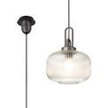 Angela 1 Light Pendant E27 30cm Pumpkin Shaped Ribbed Glass, Clear Black/Aged Pewter additional 5
