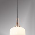 Angela 1 Light Pendant E27 30cm Pumpkin Shaped Ribbed Glass, Champagne Black/Aged Pewter additional 1