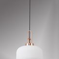 Angela 1 Light Pendant E27 30cm Pumpkin Shaped Ribbed Glass, Champagne Black/Aged Pewter additional 2