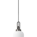Angela 1 Light Pendant E27 20cm Tubular Ribbed Glass, Opal Black/Aged Pewter additional 3