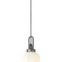 Angela 1 Light Pendant E27 20cm Tubular Ribbed Glass, Opal Black/Aged Pewter additional 4