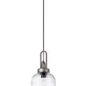Angela 1 Light Pendant E27 20cm Tubular Ribbed Glass, Clear Black/Aged Pewter additional 3