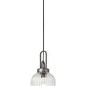 Angela 1 Light Pendant E27 20cm Tubular Ribbed Glass, Clear Black/Aged Pewter additional 4