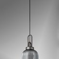 Angela 1 Light Pendant E27 20cm Tubular Ribbed Glass, Smoked Black/Aged Pewter additional 2