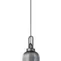Angela 1 Light Pendant E27 20cm Tubular Ribbed Glass, Smoked Black/Aged Pewter additional 4