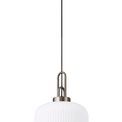 Angela 1 Light Pendant E27 30cm Pumpkin Shaped Ribbed Glass, Opal Antique Silver/Black additional 4