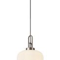 Angela 1 Light Pendant E27 30cm Pumpkin Shaped Ribbed Glass, Opal Antique Silver/Black additional 3
