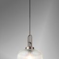 Angela 1 Light Pendant E27 30cm Pumpkin Shaped Ribbed Glass, Clear Antique Silver/Black additional 1