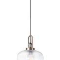 Angela 1 Light Pendant E27 30cm Pumpkin Shaped Ribbed Glass, Clear Antique Silver/Black additional 3